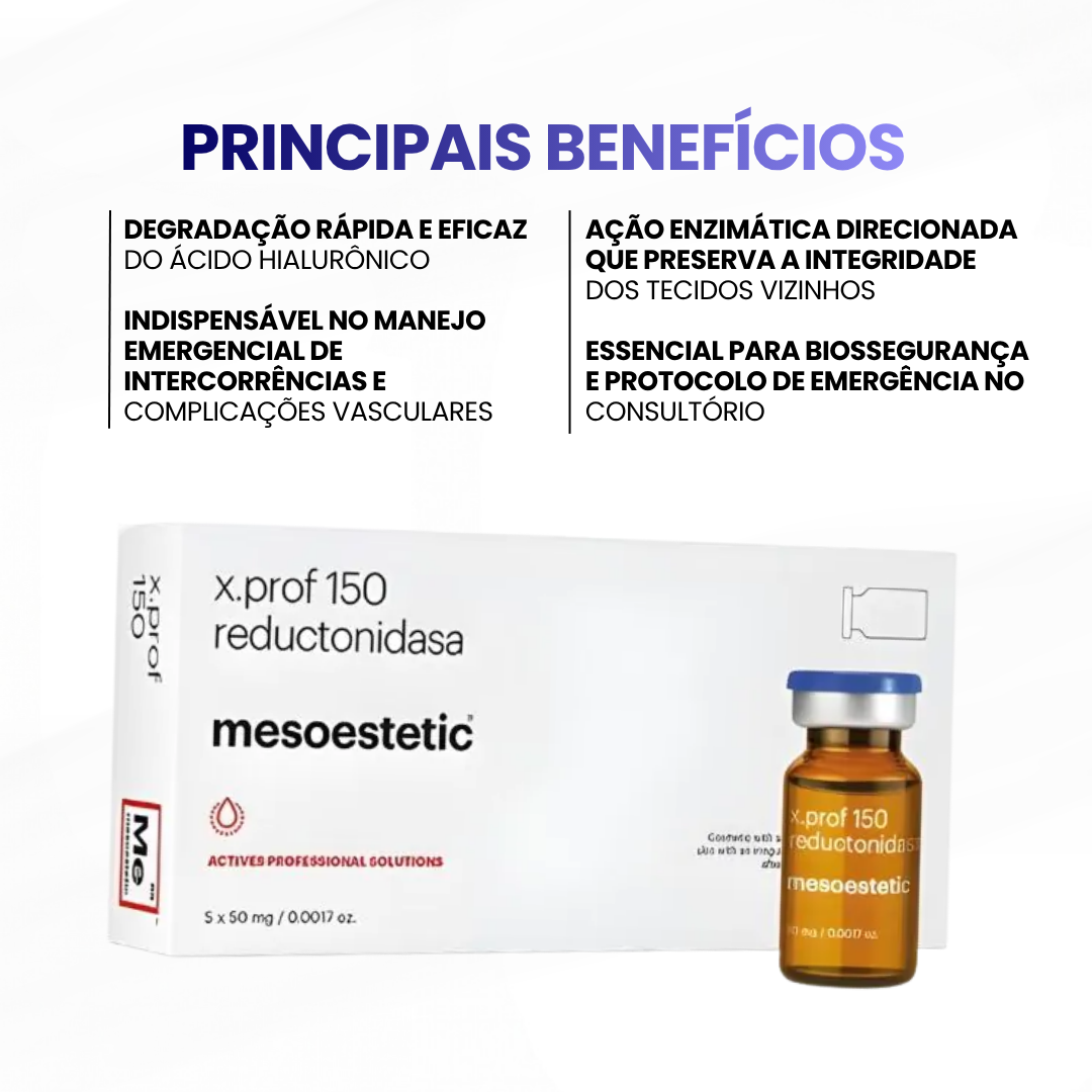 Reductonidasa - Hialuronidase da Mesoestetic - 1.500 UTR (caixa com 5 frascos) + 05 Flaconetes de soro 10ml - imagem 2