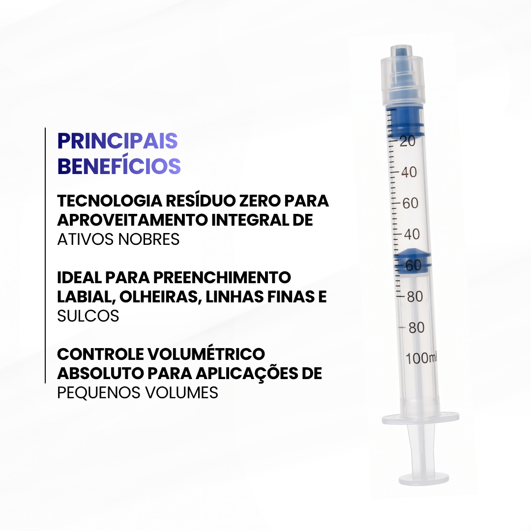 Seringa Smed Luer Lock  - 1mL (Sem agulha) RESIDUO ZERO - ESCALA DE 1 PARA 1 - imagem 2