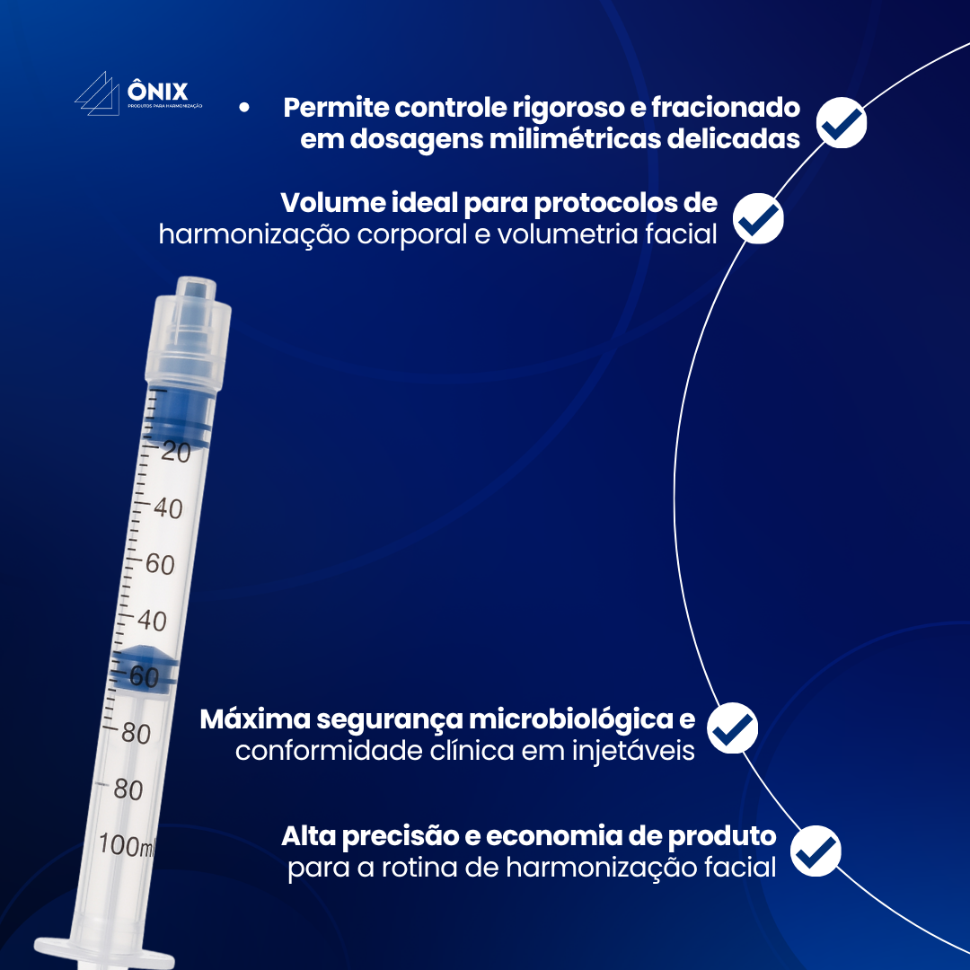 Seringa Smed Luer Lock  - 1mL (Sem agulha) RESIDUO ZERO - ESCALA DE 1 PARA 1 - imagem 3