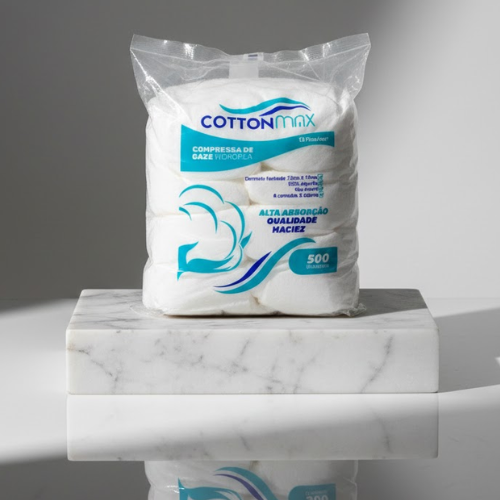 Compressa de Gaze - 100% algodão -  9 fios 7,5x7,5 (500 unidades)