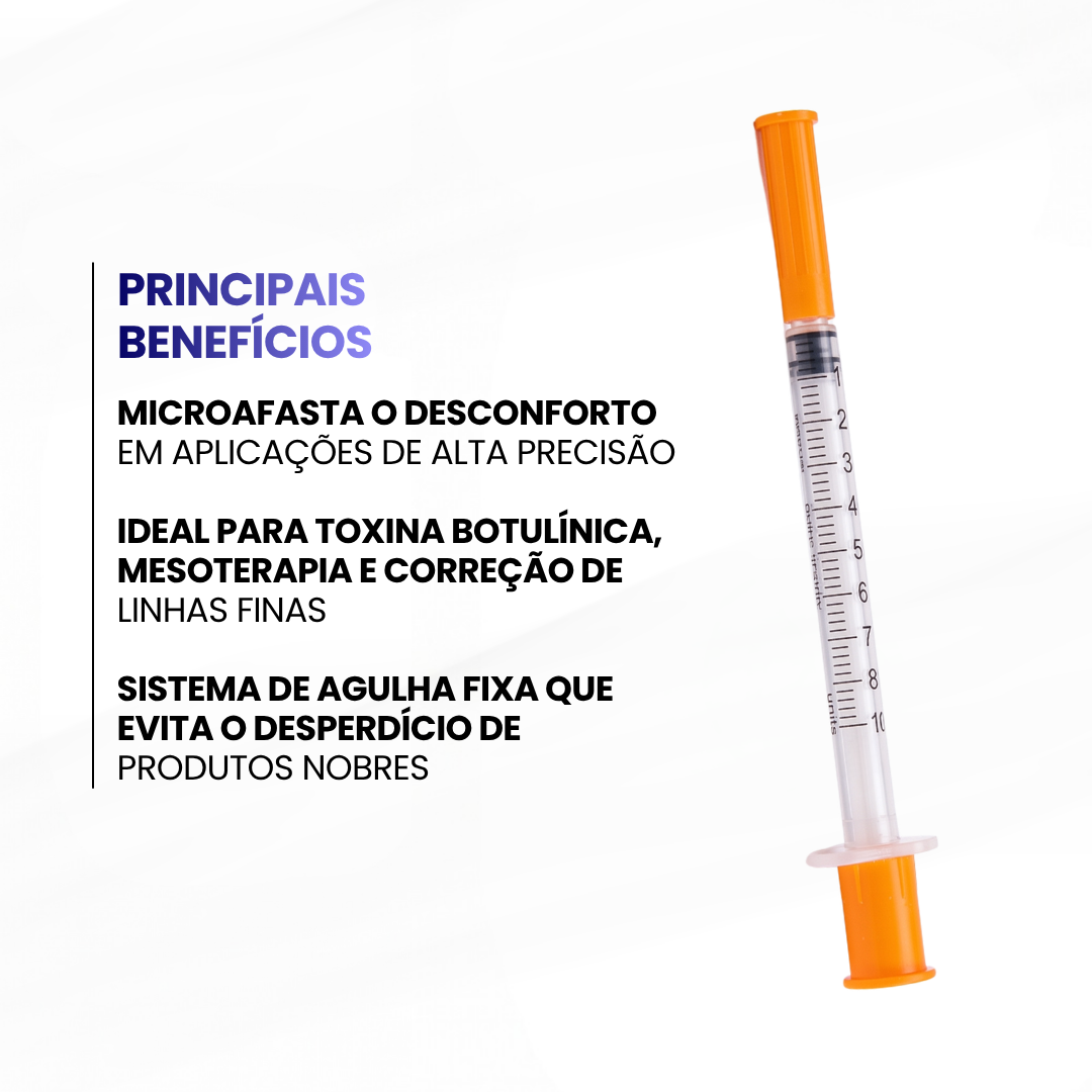 Seringa p/ insulina - 0,5ML - 6mm x 0,25 - 31g Escala 1/1 - Uniqmed  (Unidade) - imagem 2