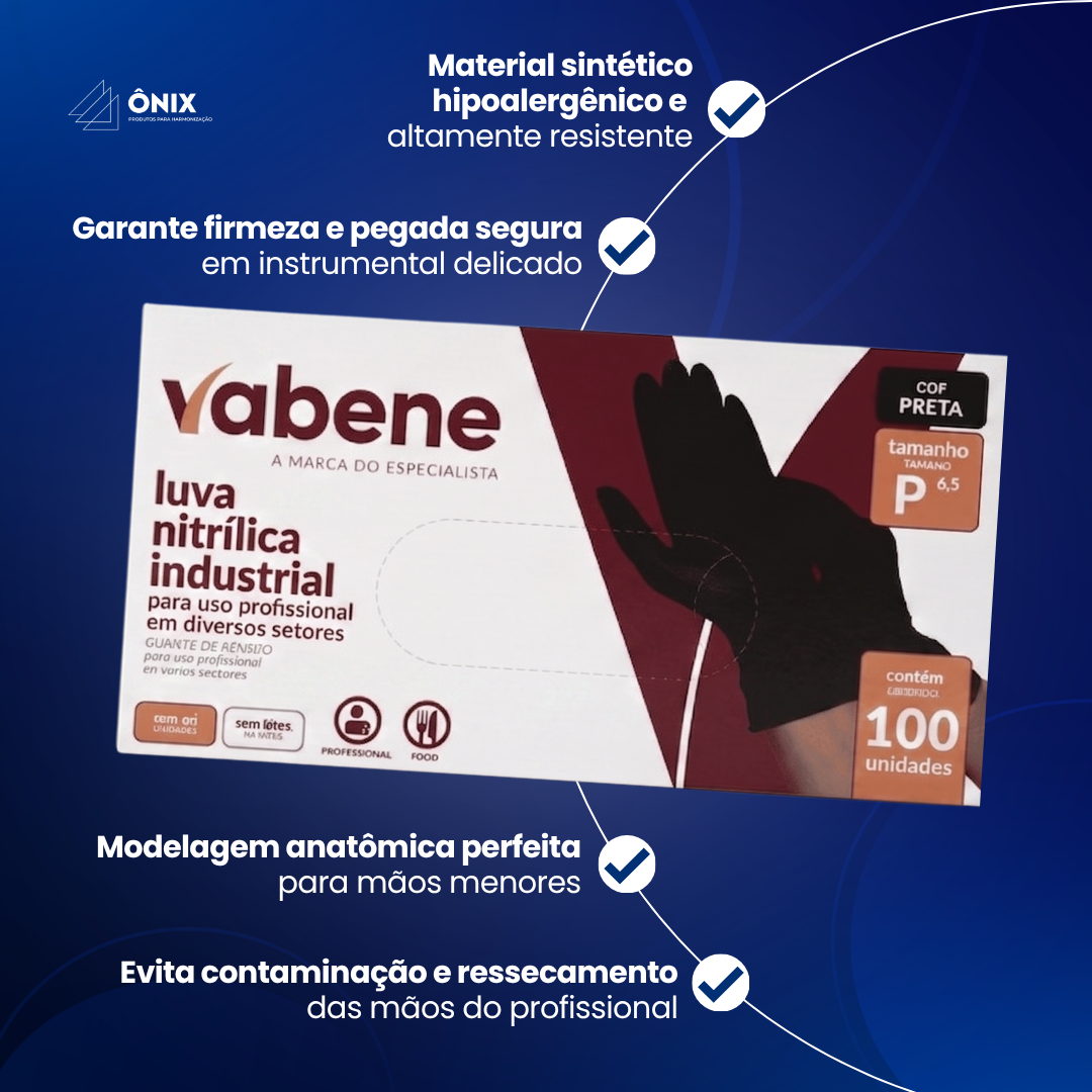 Luva Nitrilica Preta - Tamanho M (100UN) - Vabene - imagem 3