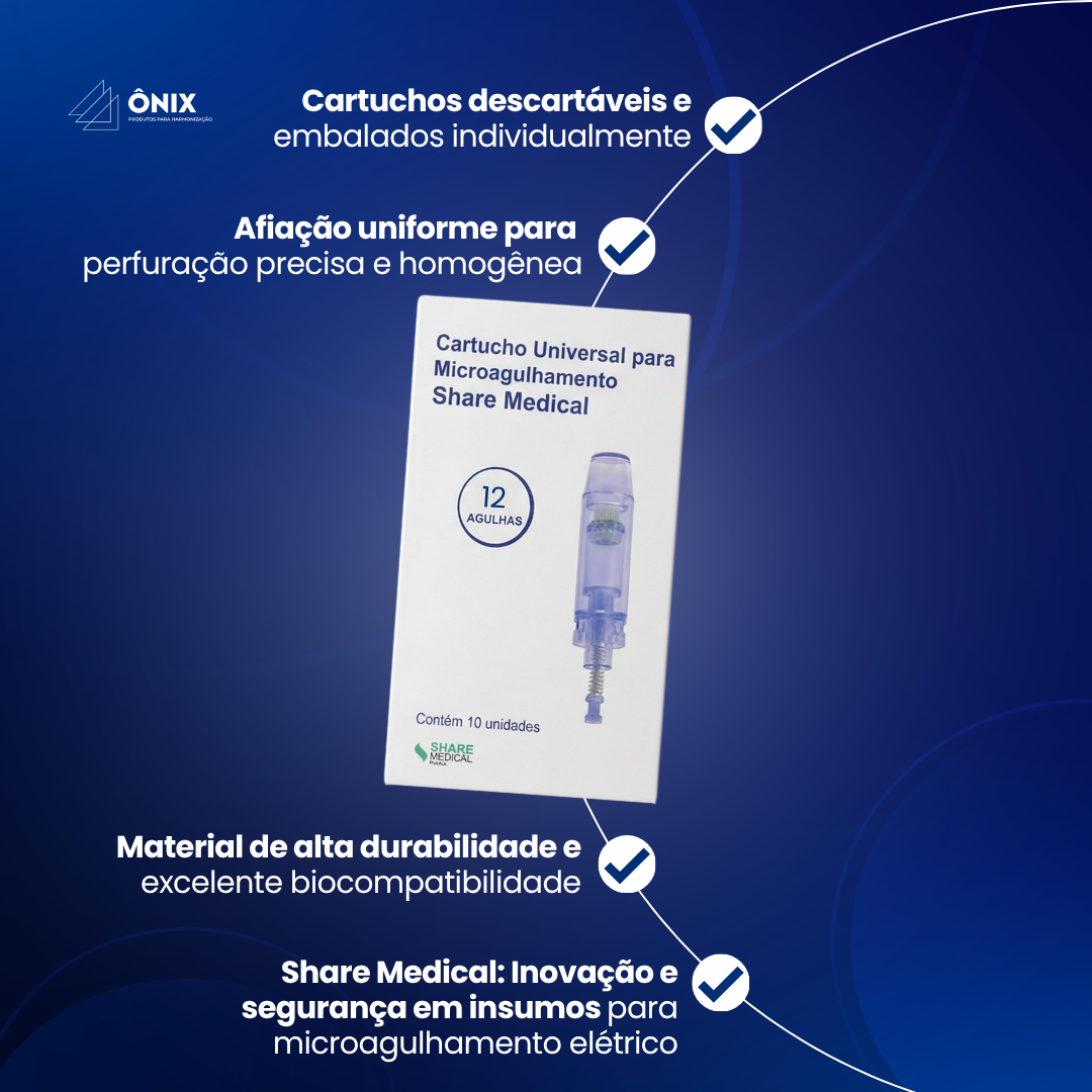Cartucho Universal para microagulhamento 12 agulhas (10 unidades) - Share Medical - COR AZUL - imagem 3