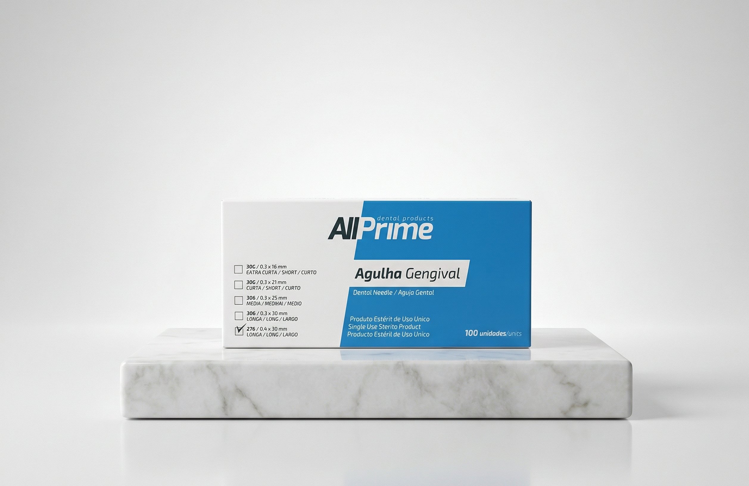 Agulha Gengival Curta 21x0,30 - 30g  (100 unidades) - ALL PRIME