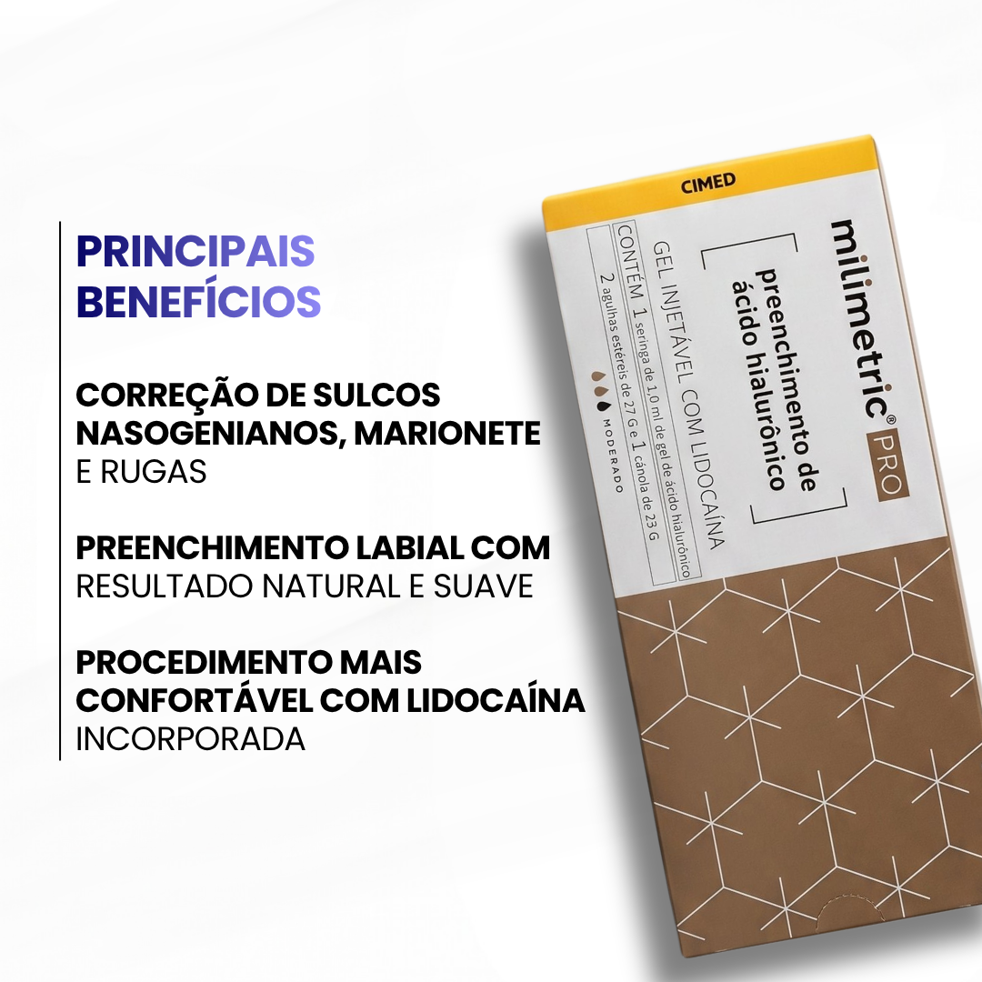 Milimetric Pro Moderado c/ lidocaína + Cânula 23g (1x1ml) + Agulha 21g - imagem 2